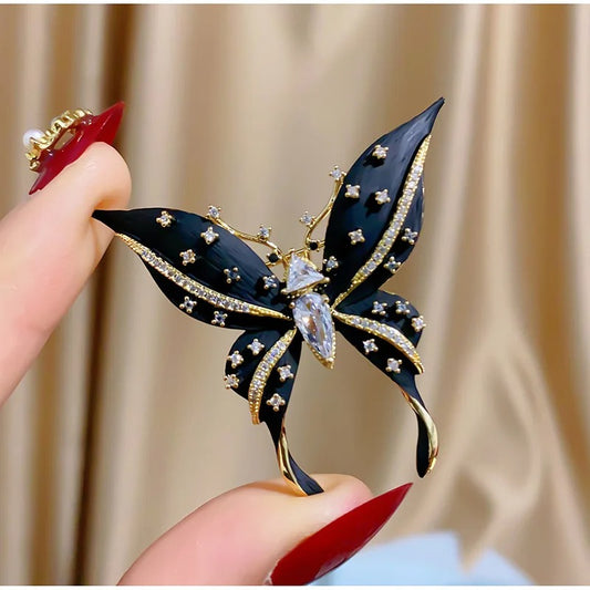 Black Butterfly Brooch Cubic Zircon